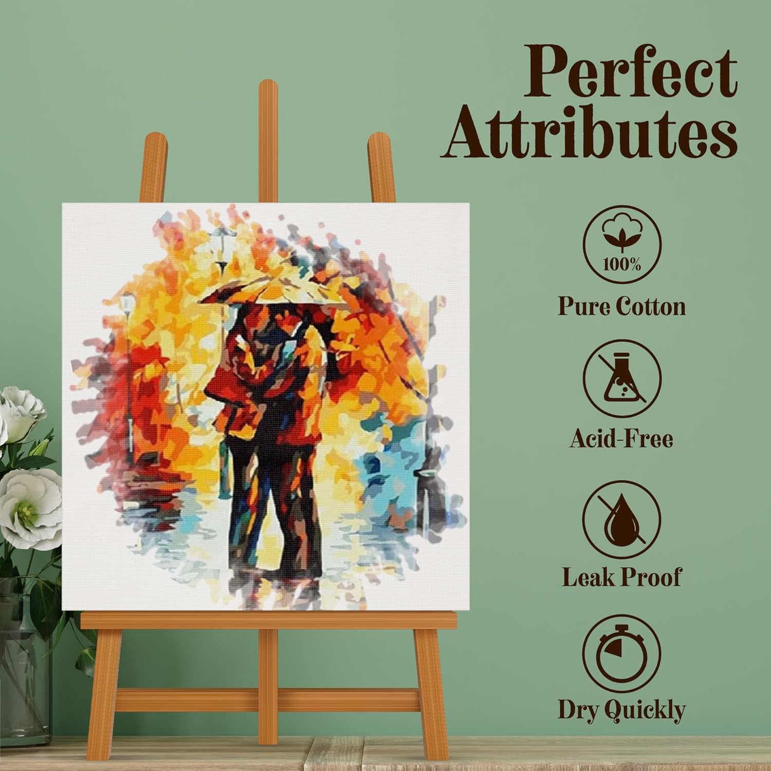 Canvas for Painting 20 x 20 cm Pack of 4 Primed Cotton Canvases for Acrylic Pouring & Oil Painting – Sturdy & Warp-Resistant Blank Canvas Panels for Beginners and Professional Artists - Image 4