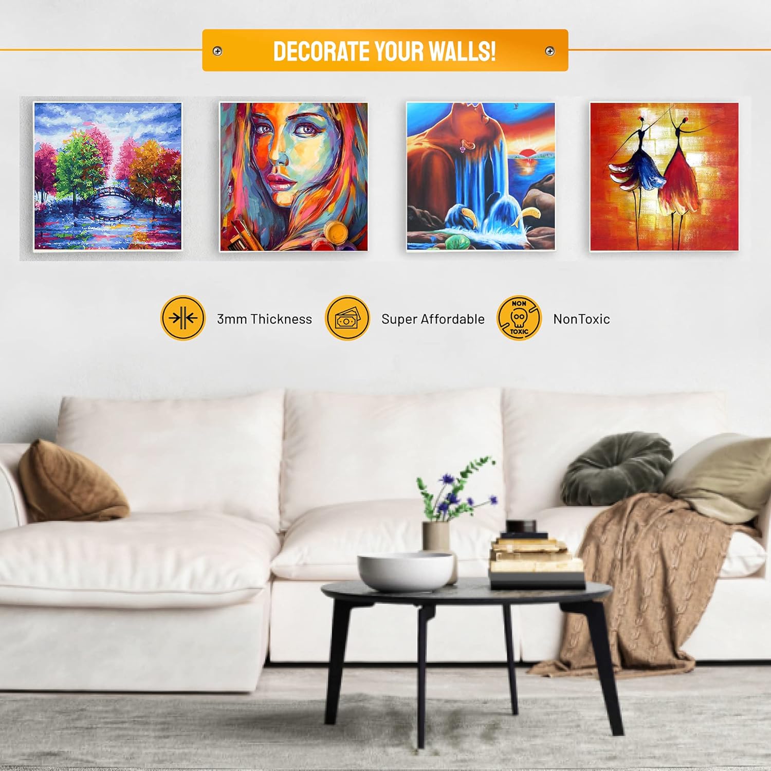 Canvas for Painting 20 x 20 cm Pack of 4 Primed Cotton Canvases for Acrylic Pouring & Oil Painting – Sturdy & Warp-Resistant Blank Canvas Panels for Beginners and Professional Artists - Image 7