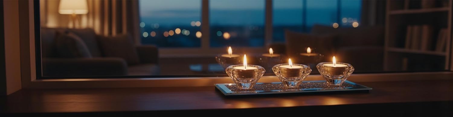 EagleWiz Crushed Crystal 3 Tealights Candle Holder Plate Crystal Affect Mirror Diamante Home Decor Triple tea light holder - Image 4