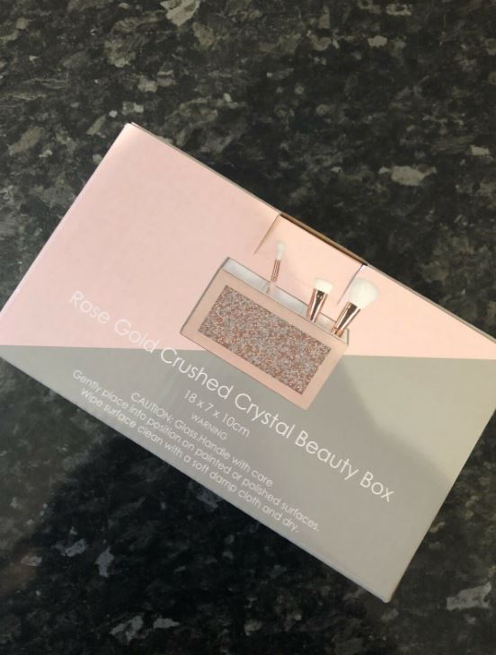 EagleWiz Rose Gold Crushed Crystal diamante Mirror Glass Beauty box, Makeup, Brush holder 3-Sections|compartments - Image 4