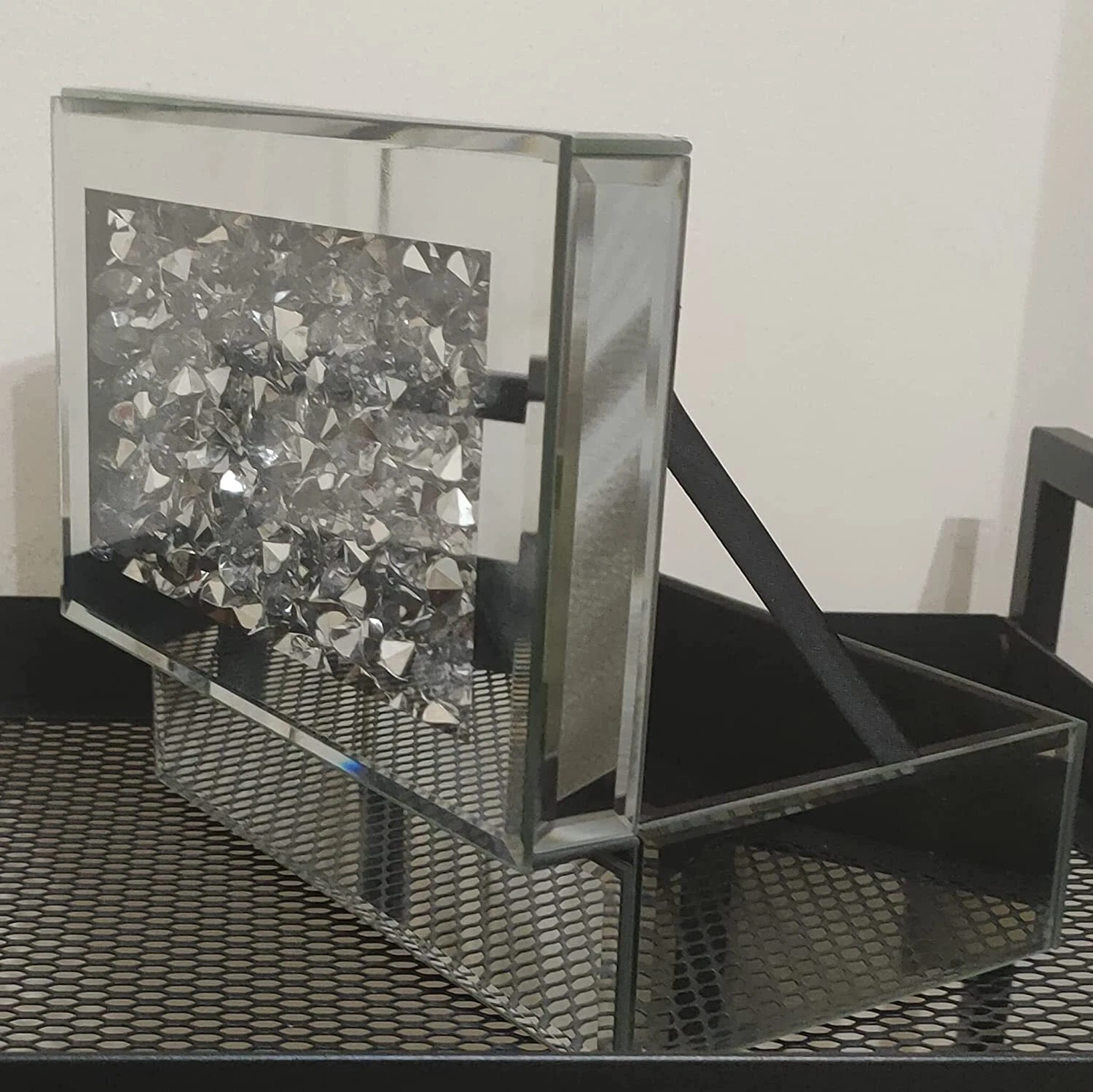 Eaglewiz Silver Crushed Jewel Diamante Mirrored Glass Crystal Jewellery box Storage Chest Diamante Box Women Trinket Drawers Organiser Boxes Makeup Container Crystal Dresser - Image 6