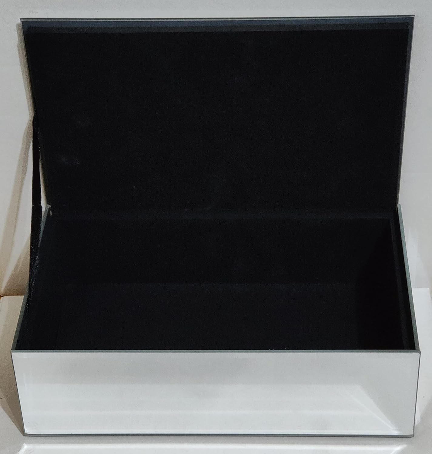 EagleWiz Mirror Glass Rectangle Jewellery Box Crushed Diamond Ornament Silver Trinket Storage Box Earrings Rings Jewelry Keepsake Display for living Room or Bathroom - Image 4