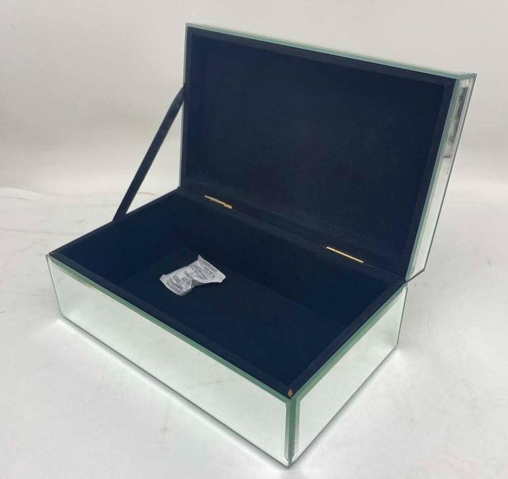 Eaglewiz Silver Multi Crystal Mirrored Glass Diamante Jewellery box Storage Chest Jewels Box Jewellery Women Trinket Drawer Organiser Makeup Box Container Dressing Table - Image 4