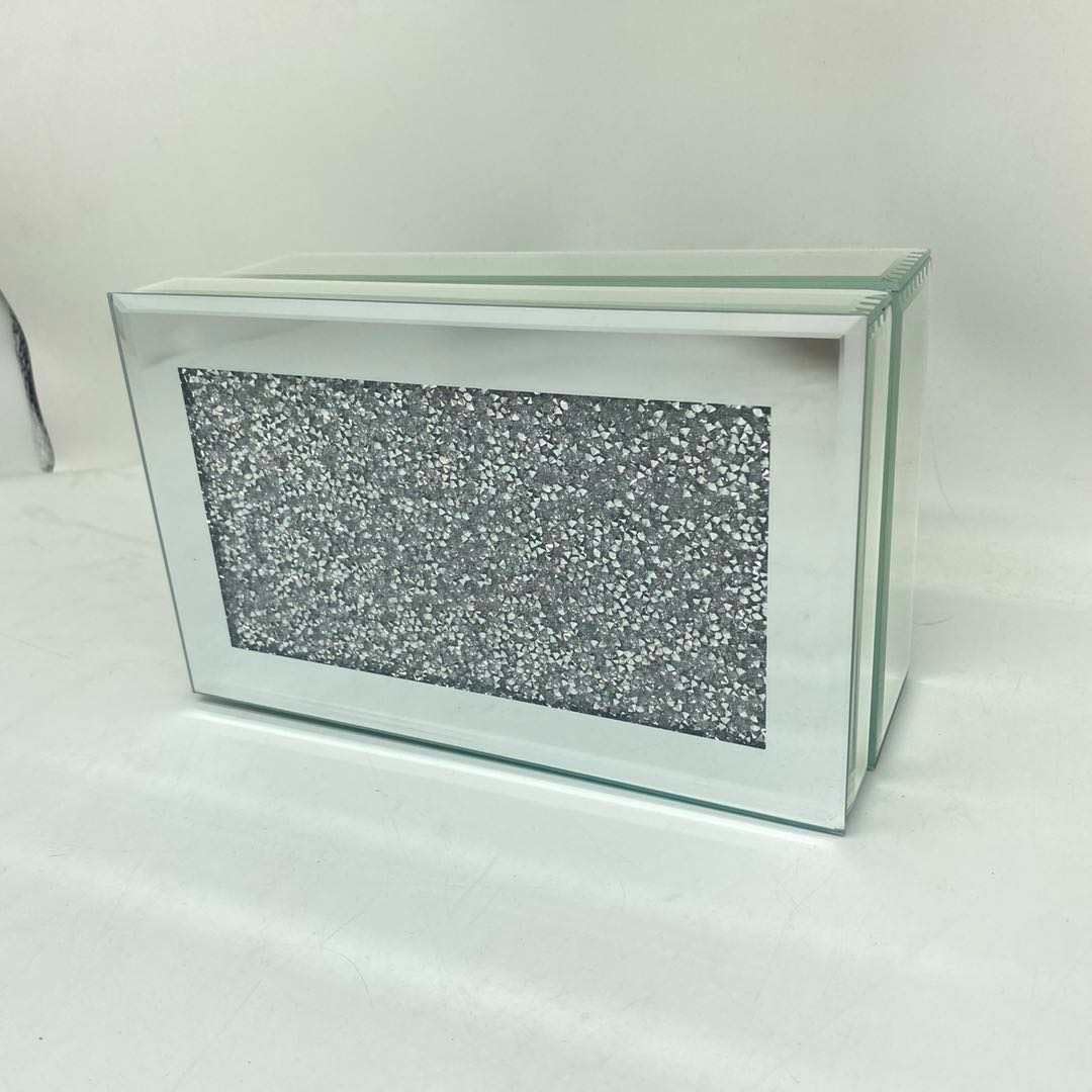 Eaglewiz Silver Multi Crystal Mirrored Glass Diamante Jewellery box Storage Chest Jewels Box Jewellery Women Trinket Drawer Organiser Makeup Box Container Dressing Table - Image 6