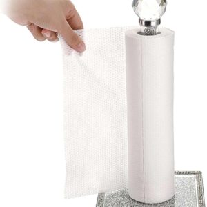 eaglewiz-crushed-diamond-silver-crystal-diamante-filled-kitchen-accessories-roll-holder-diamante-freestanding-chrome-paper-towel-holder-for-kitchen-decor-35cm