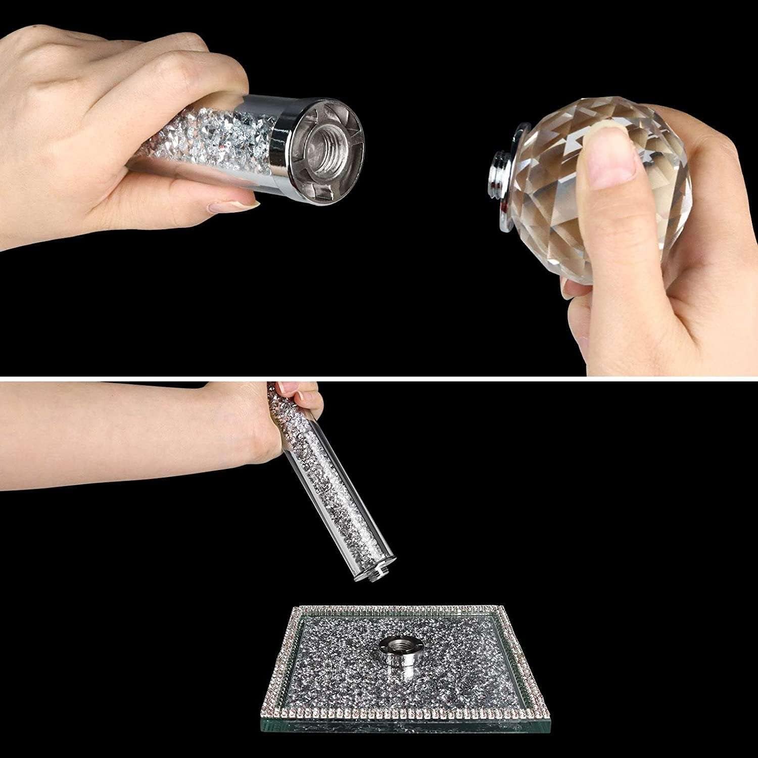 EagleWiz Crushed Diamond Silver Crystal Diamante Filled Kitchen Accessories Roll Holder Diamante Freestanding Chrome Paper Towel Holder for kitchen decor 35cm - Image 9