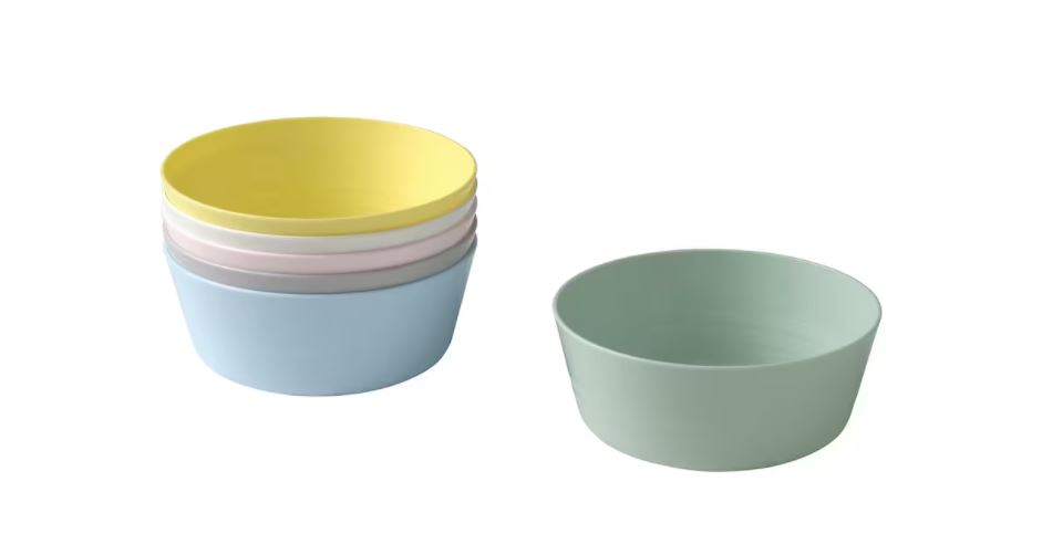 IKEA KALAS Bowl Mixed Colors Set Plastic, Pack of 6 Multicolor Bowls