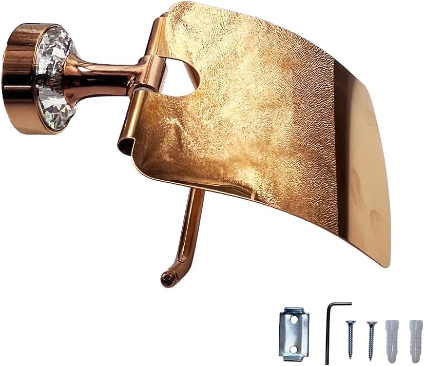 Eaglewiz Rose Gold Crystal Toilet Tissue Paper Roll Holder Excellent Copper Finish Wall holder with General Wall Fittings Bathroom Accessory