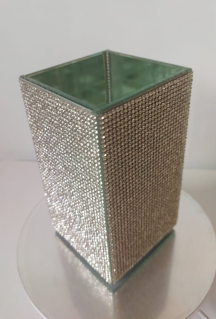 EagleWiz Sparkle Diamante Silver Bling Bathroom Tumbler, Bathroom Toothbrush Holder